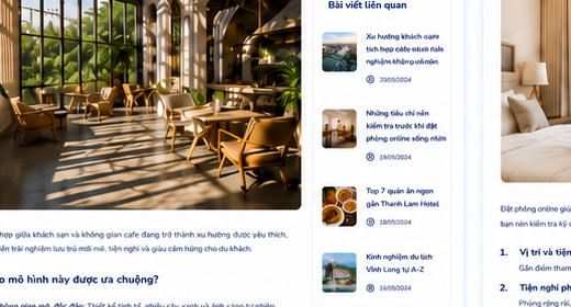 Không gian cafe/lounge phục vụ khách lưu trú.